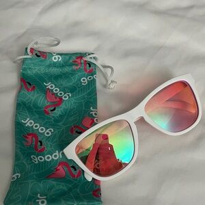 Goodr white and rose sunnies with high contrast lenses used like new rarely worn